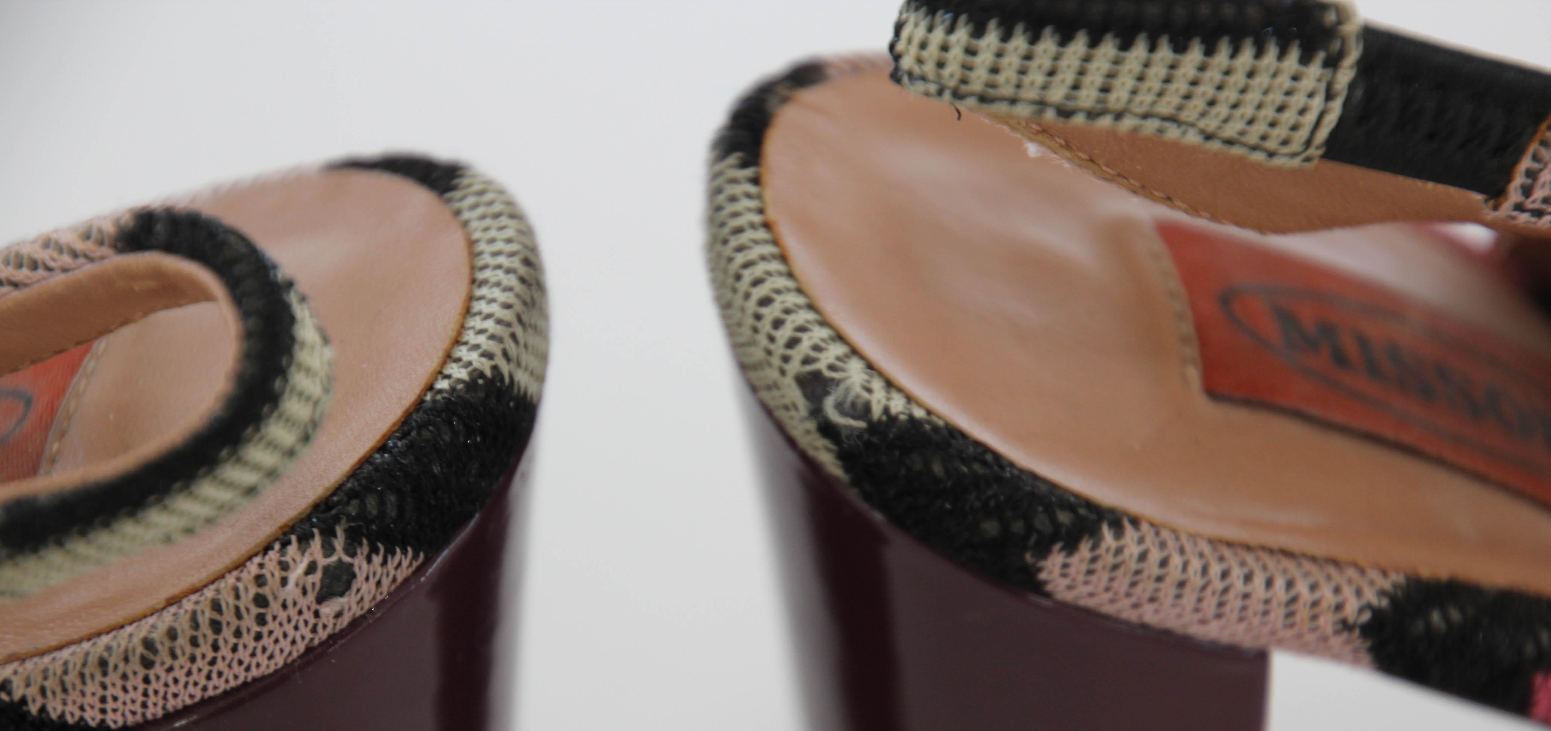 Taille EU 37 US 6,5 Missoni Plateformes Peep Toe Block Heels Shoes en vente 8
