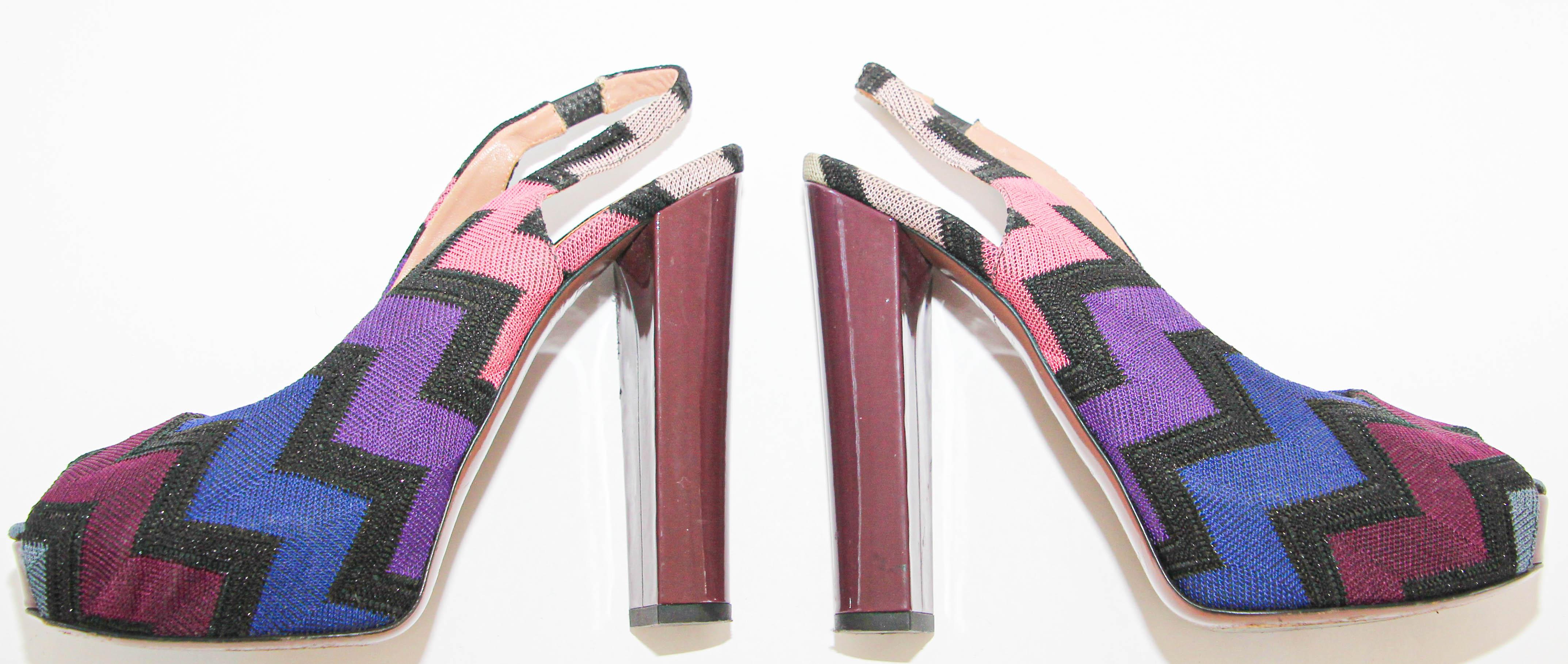 Women's Missoni Size EU 37 US 6.5. Platforms Peep Toe Block Heels Shoes For Sale