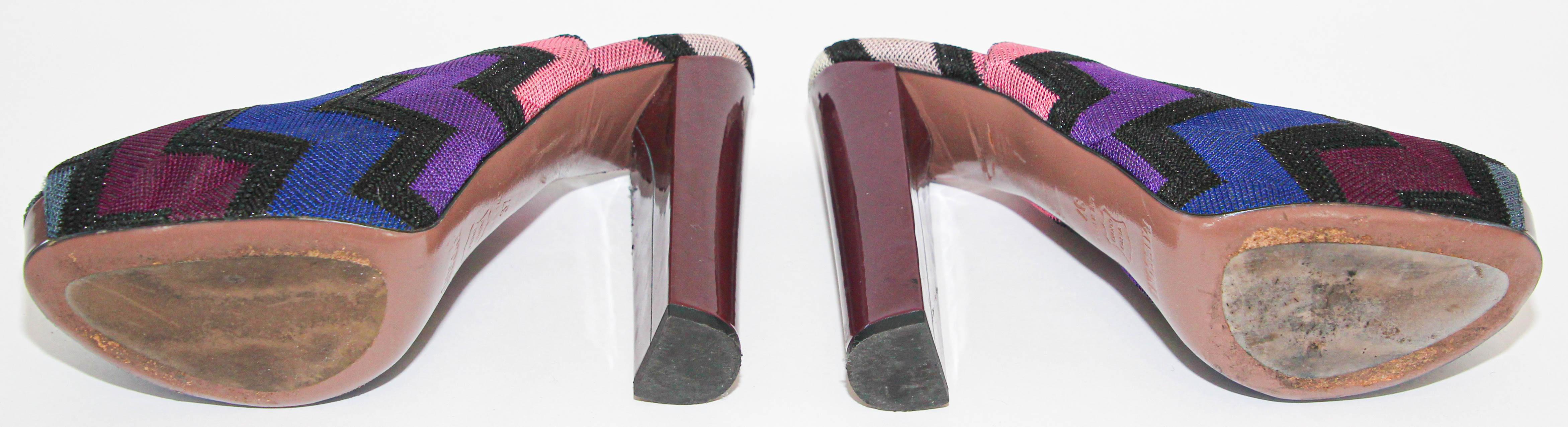 Missoni Size EU 37 US 6.5. Platforms Peep Toe Block Heels Shoes For Sale 1