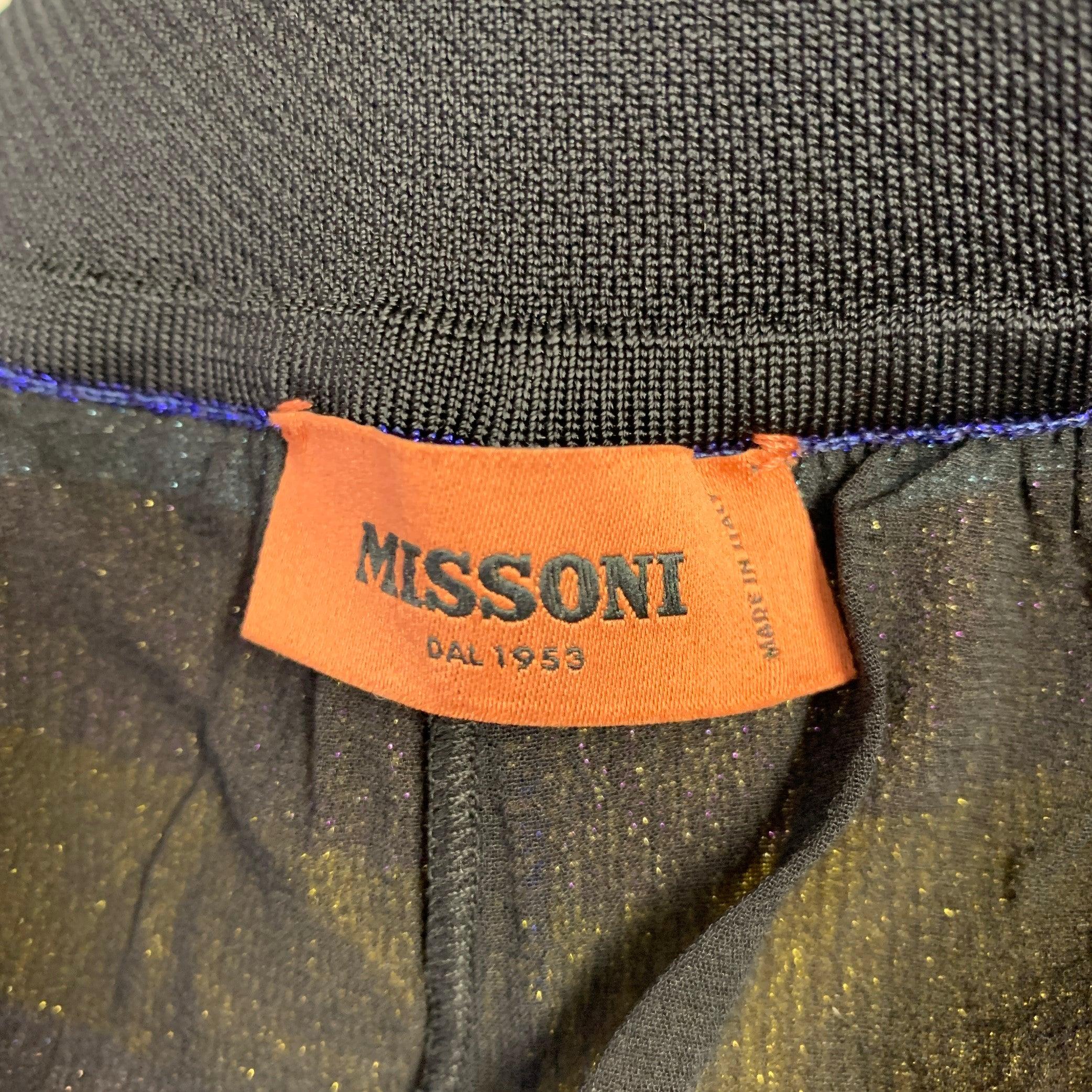 MISSONI Pantalon décontracté à rayures et élastiques en tricot bleu multicolore taille L Bon état - En vente à San Francisco, CA