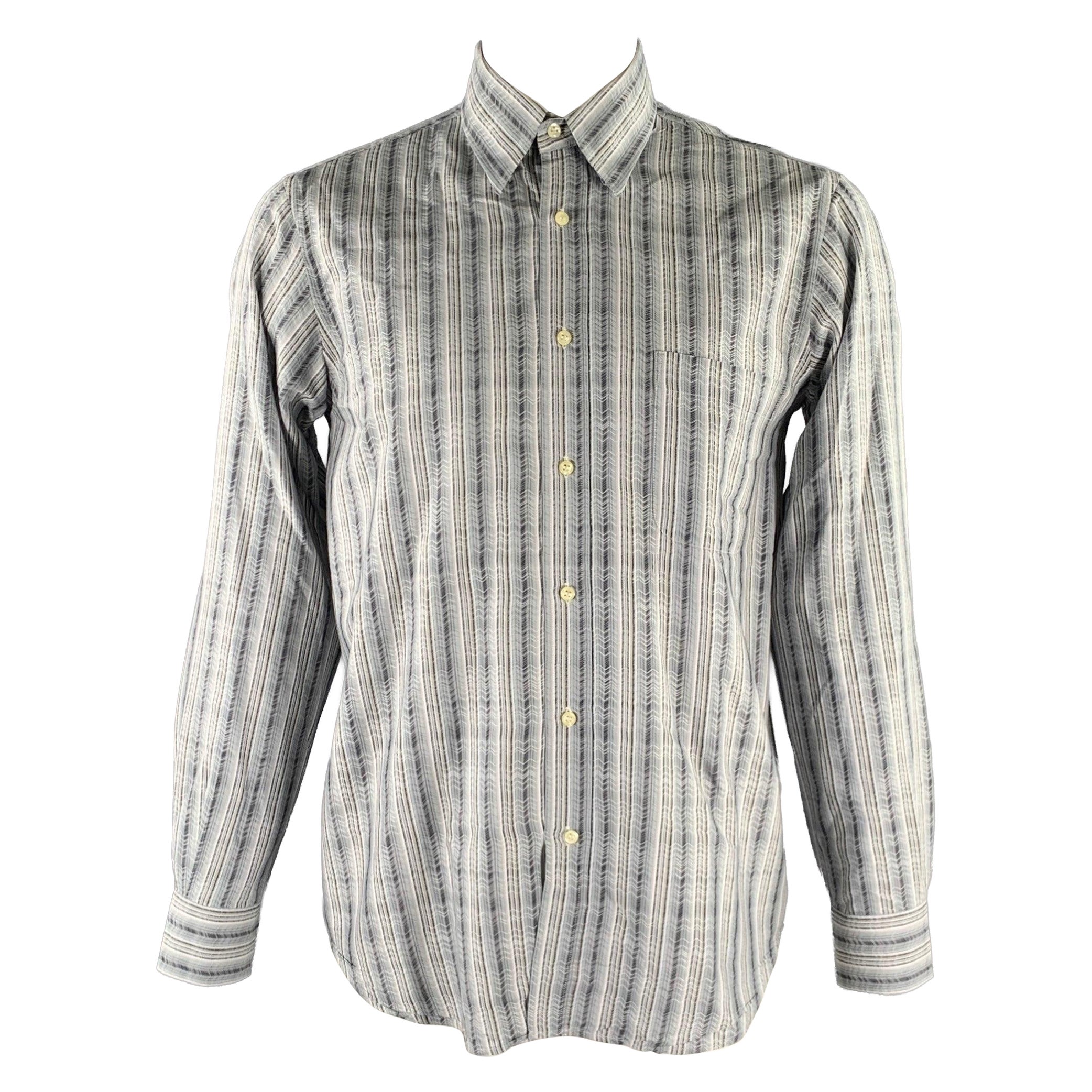 MISSONI Size L Grey Multi-Color Zig Zag Stripe Long Sleeve Shirt For Sale