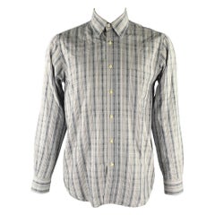 MISSONI Talla L Gris Multicolor Camisa Manga Larga Rayas Zig Zag