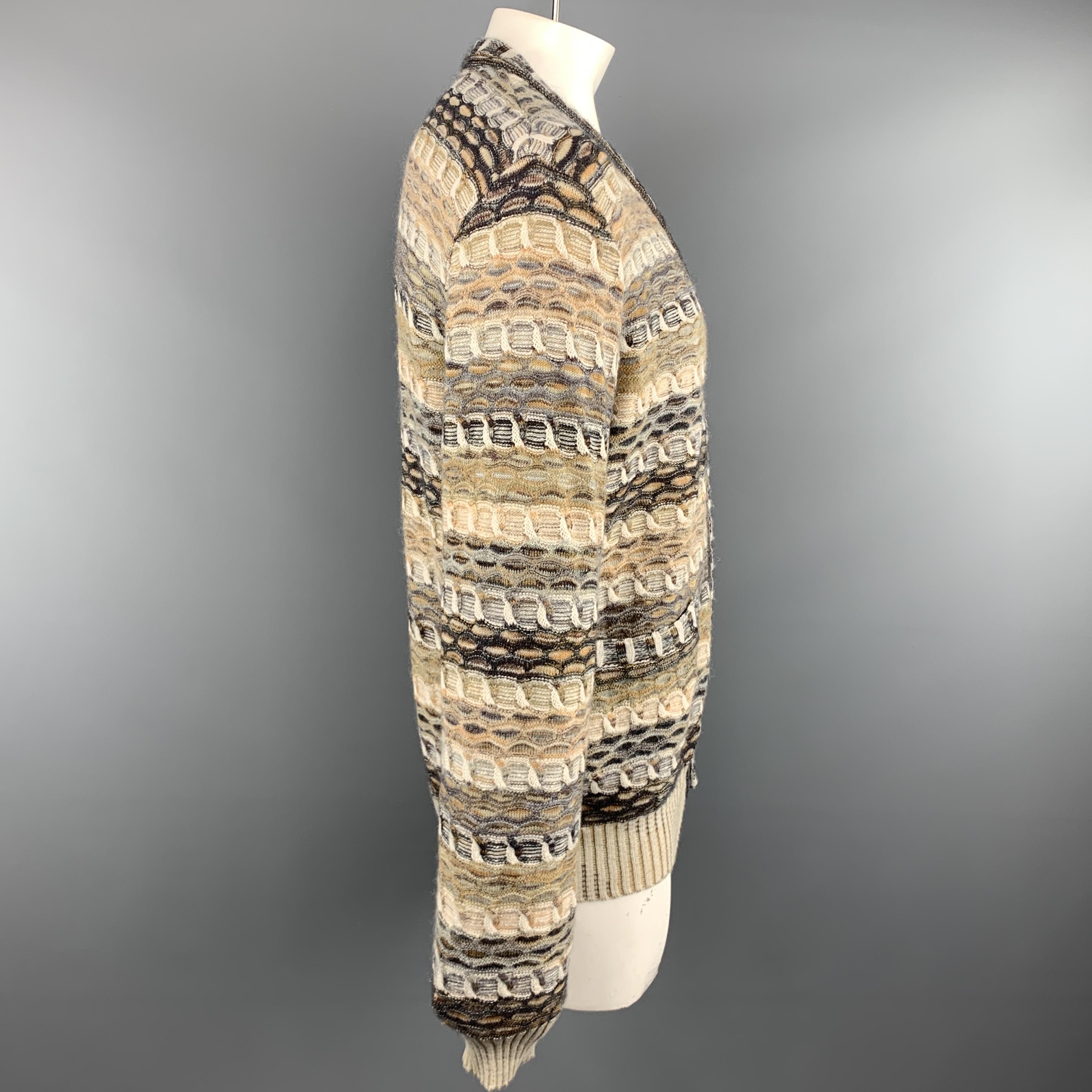 MISSONI Size M Beige Melange Wool / Mohair / Cashmere Buttoned Cardigan In Excellent Condition In San Francisco, CA