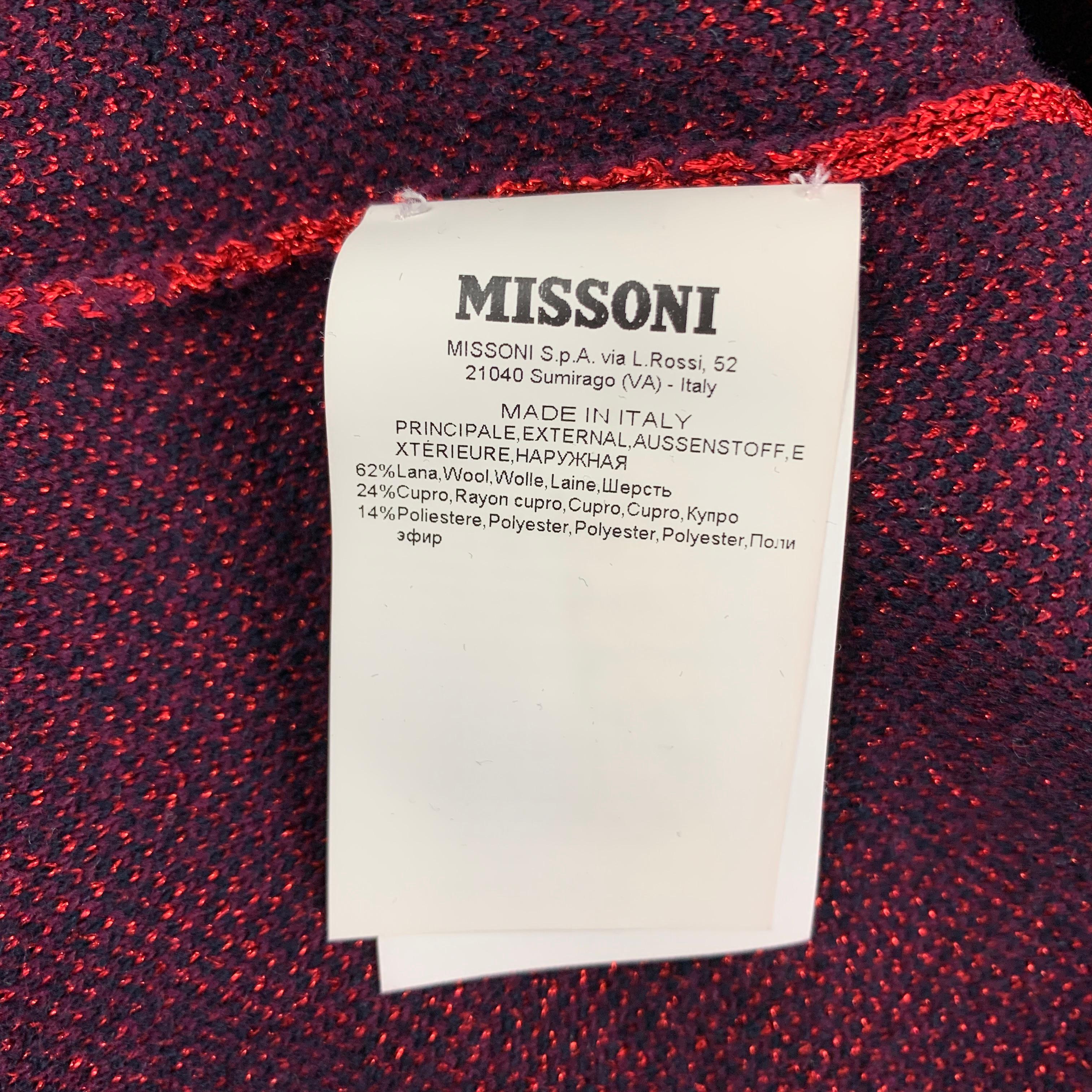 Men's MISSONI Size M Navy Red Metallic Wool Blend Mock Neck Pullover