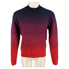 MISSONI Size M Navy Red Metallic Wool Blend Mock Neck Pullover
