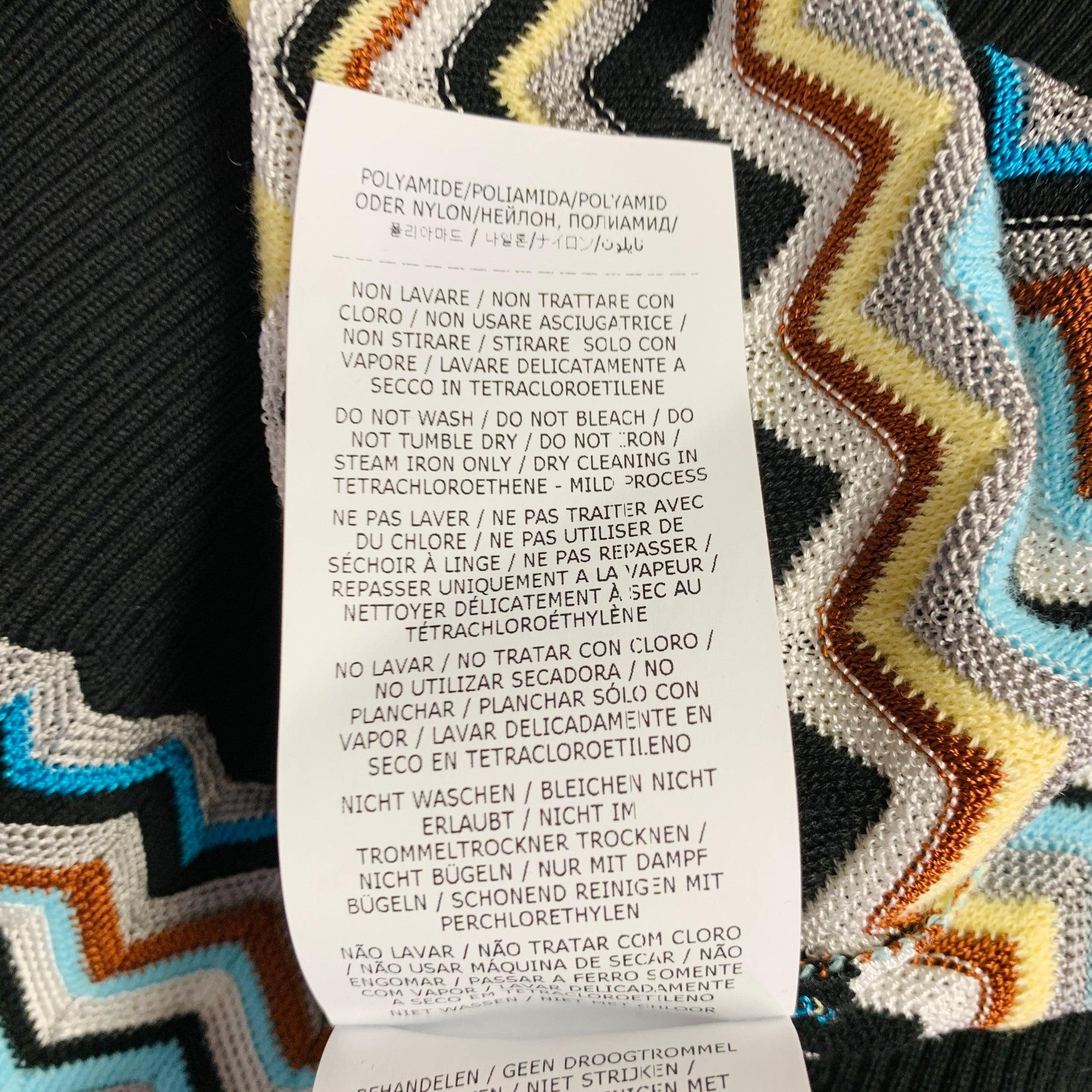 MISSONI Size S Black Multi Color Cotton Blend Zig Zag Crew Neck Pullover For Sale 4