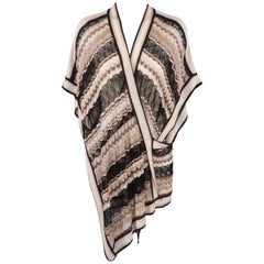 MISSONI Size S Black Taupe & Pink Viscose Sik Blend Mesh Wrap Pullover