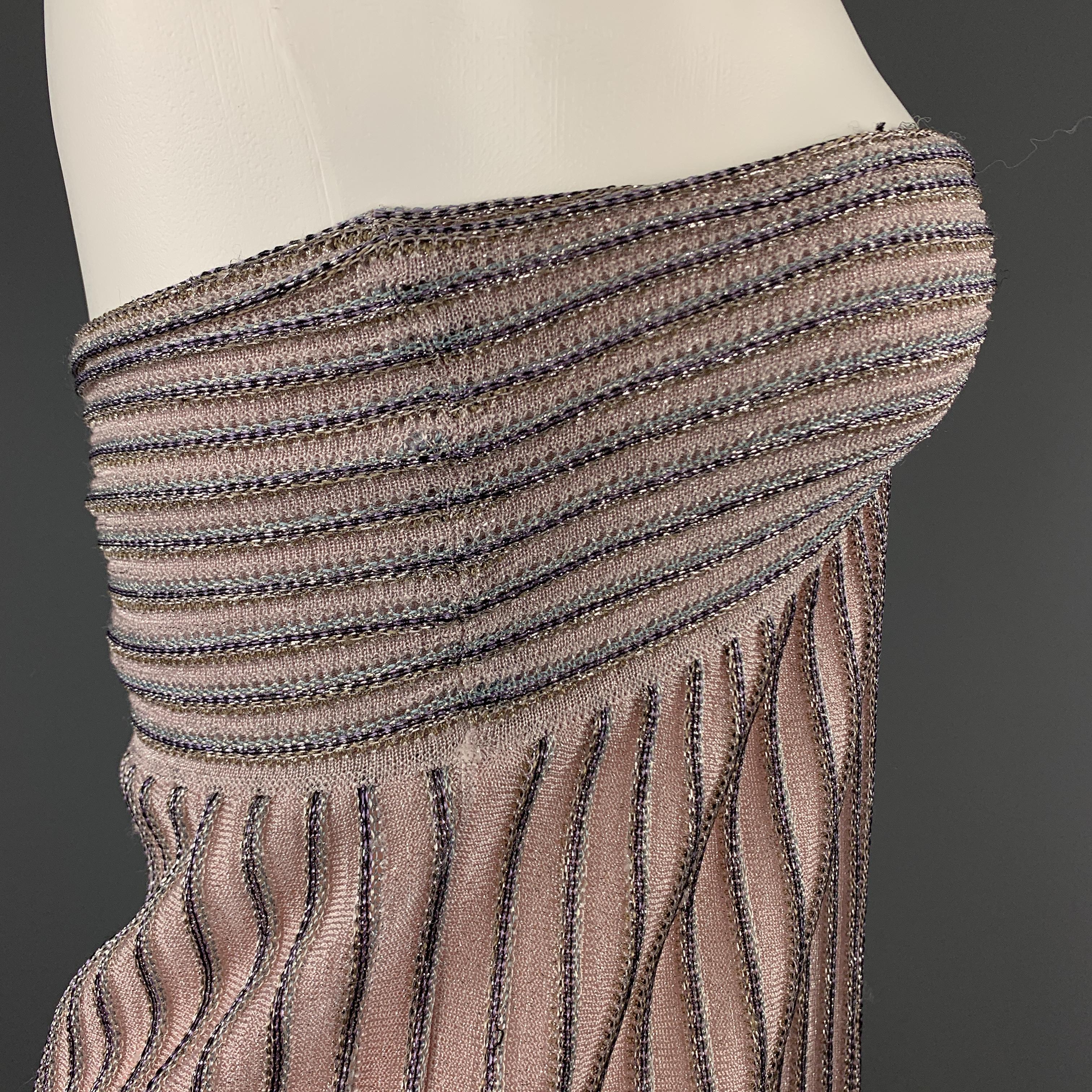 Brown MISSONI Size S Pink Metallic Knit Halter Mini Dress