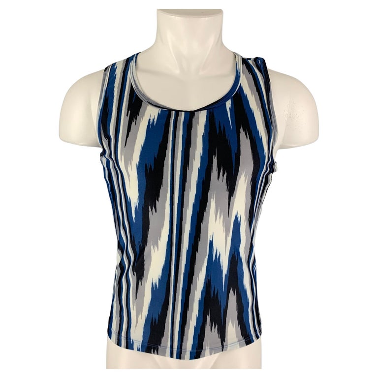MISSONI SPORT Size S Blue Gray White Marbled Nylon Tank Top For Sale at