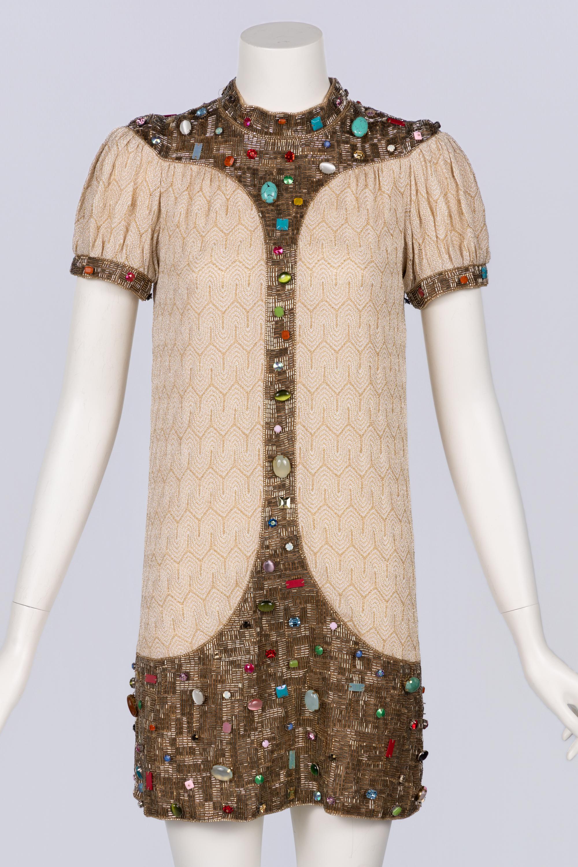 Missoni Frühjahr/Sommer 2007 Laufsteg Jewell-Minikleid (Beige) im Angebot