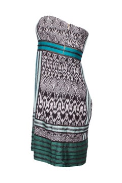 Missoni, strapless dress in green tones