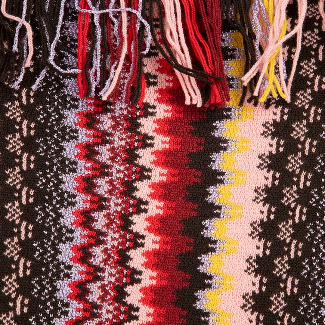 Brown Missoni Striped Fringed Knit Scarf