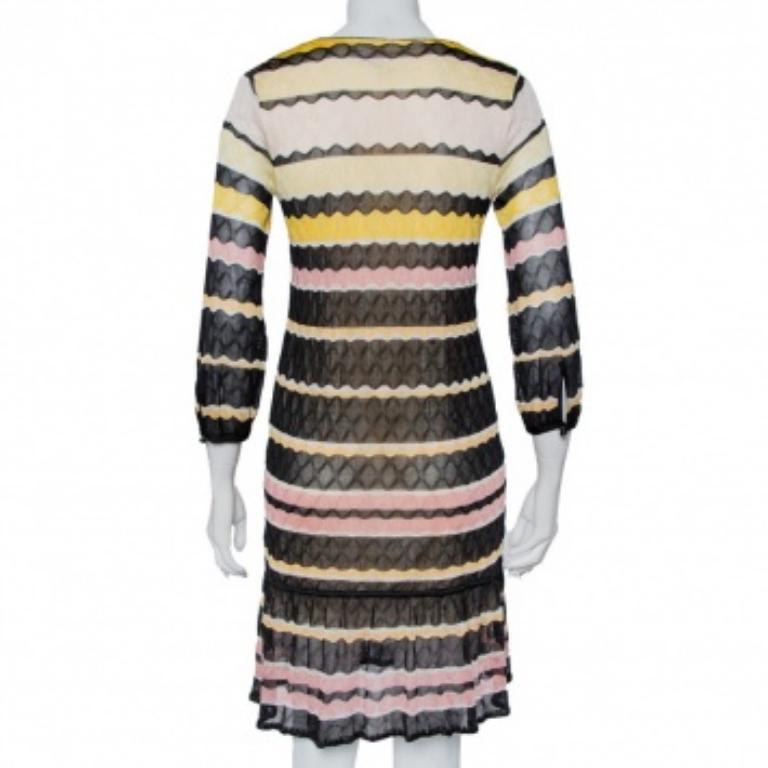 Missoni Gestreiftes Strickkleid S (Schwarz) im Angebot