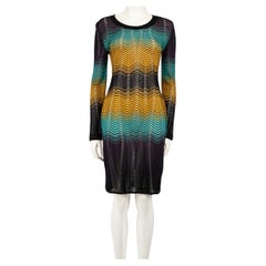 Missoni Striped Knit Long Sleeve Knee-Length Dress Size L