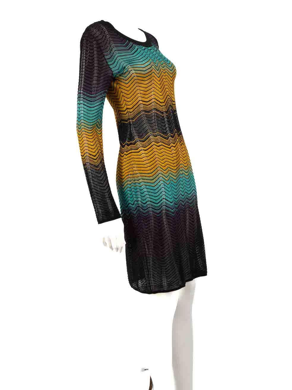CONDITION is Very good. Hardly any visible wear to dress is evident on this used M by Missoni designer resale item.
 
 
 
 Details
 
 
 Multicolour
 
 Viscose
 
 Knit dress
 
 Sheer
 
 Striped pattern
 
 Long sleeves
 
 Midi
 
 Round neck
 
 
 
 
 
