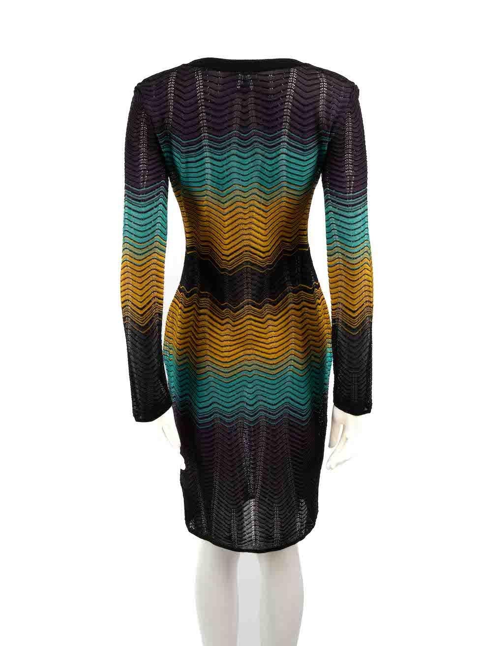 Missoni Striped Knit Long Sleeve Midi Dress Size L In Good Condition For Sale In London, GB