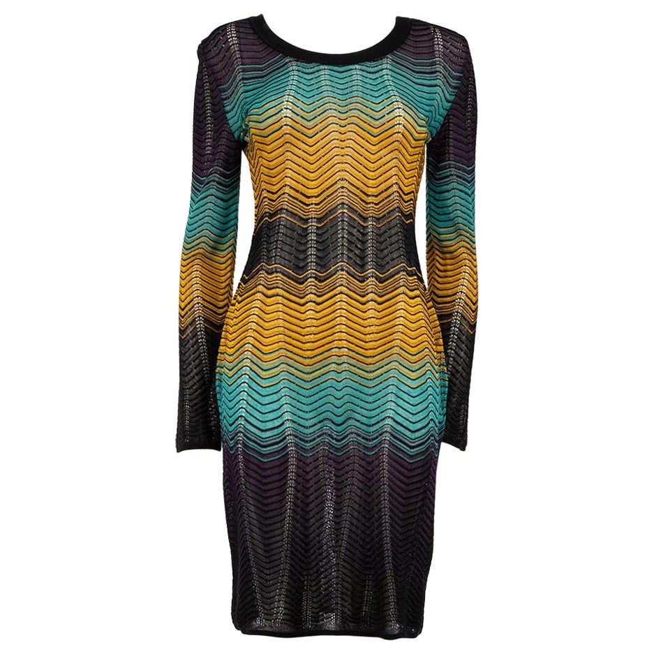 Missoni Striped Knit Long Sleeve Midi Dress Size L