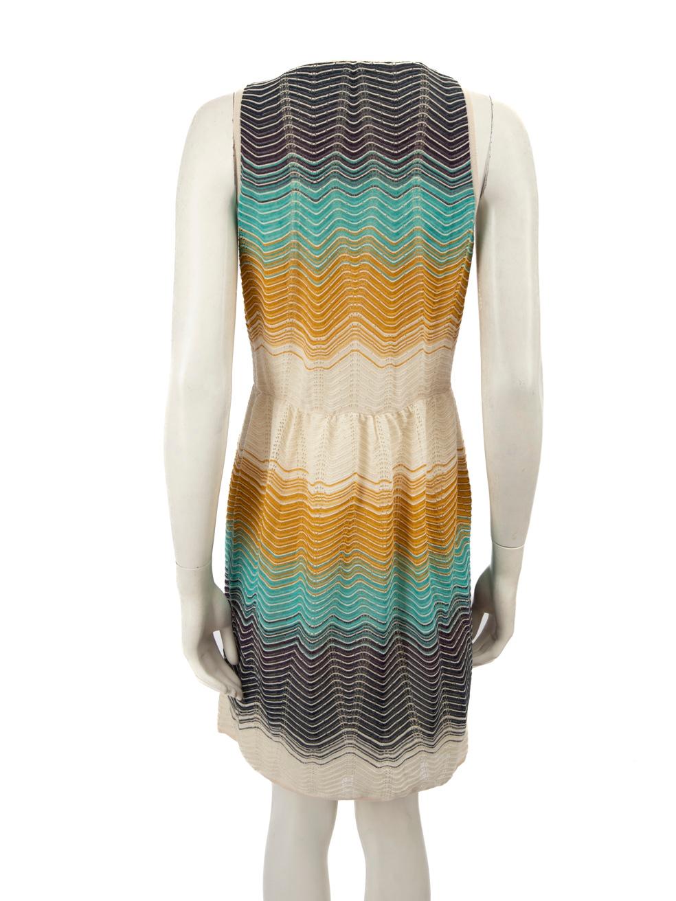 Beige Missoni Striped Knit Sleeveless Knee-length Dress Size L For Sale