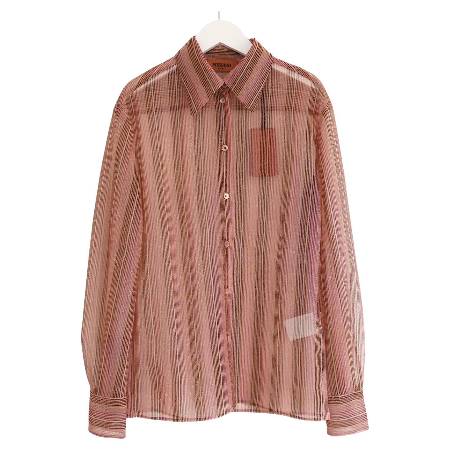 Missoni Striped Lurex Blouse Shirt For Sale