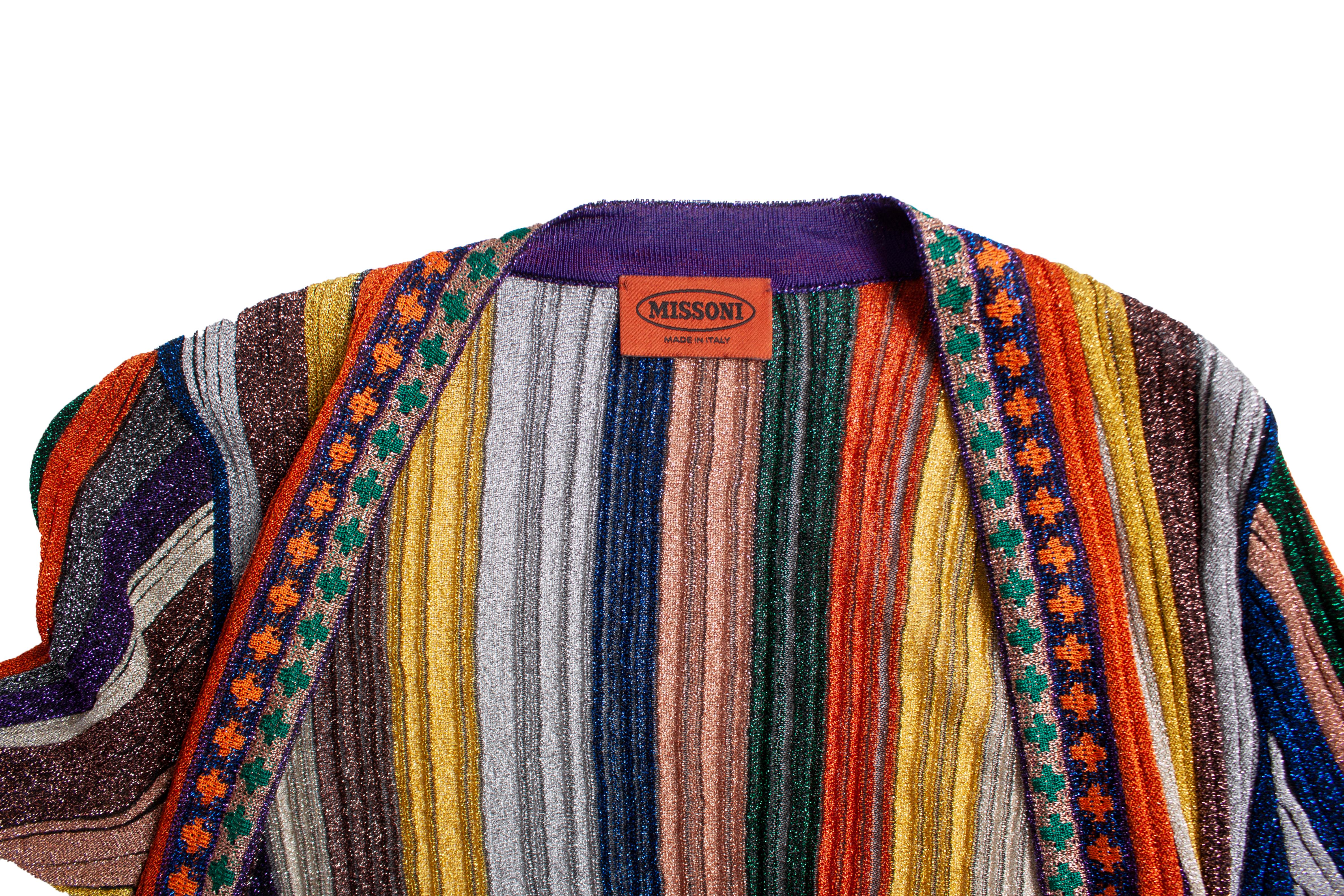 Women's Missoni, striped lurex cardigan. For Sale