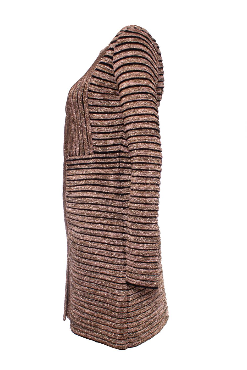 Marrone Missoni, cappotto in lurex a righe in vendita