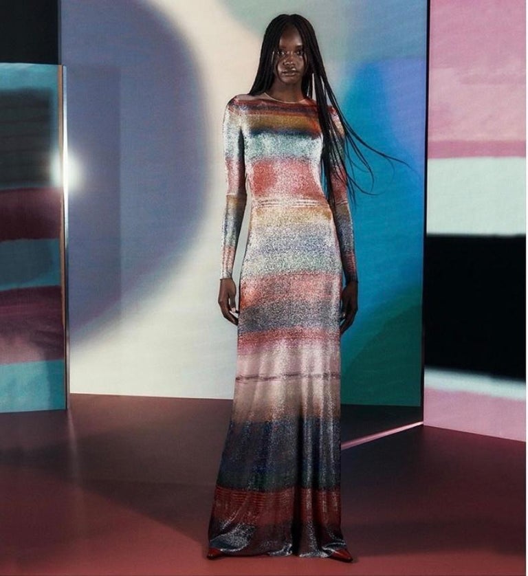 m missoni lurex maxi dress M Missoni Striped Lurex Halter Maxi Dress In Turquoise
