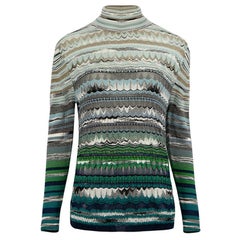 Missoni Striped Turtleneck Sheer Knit Jumper Size L