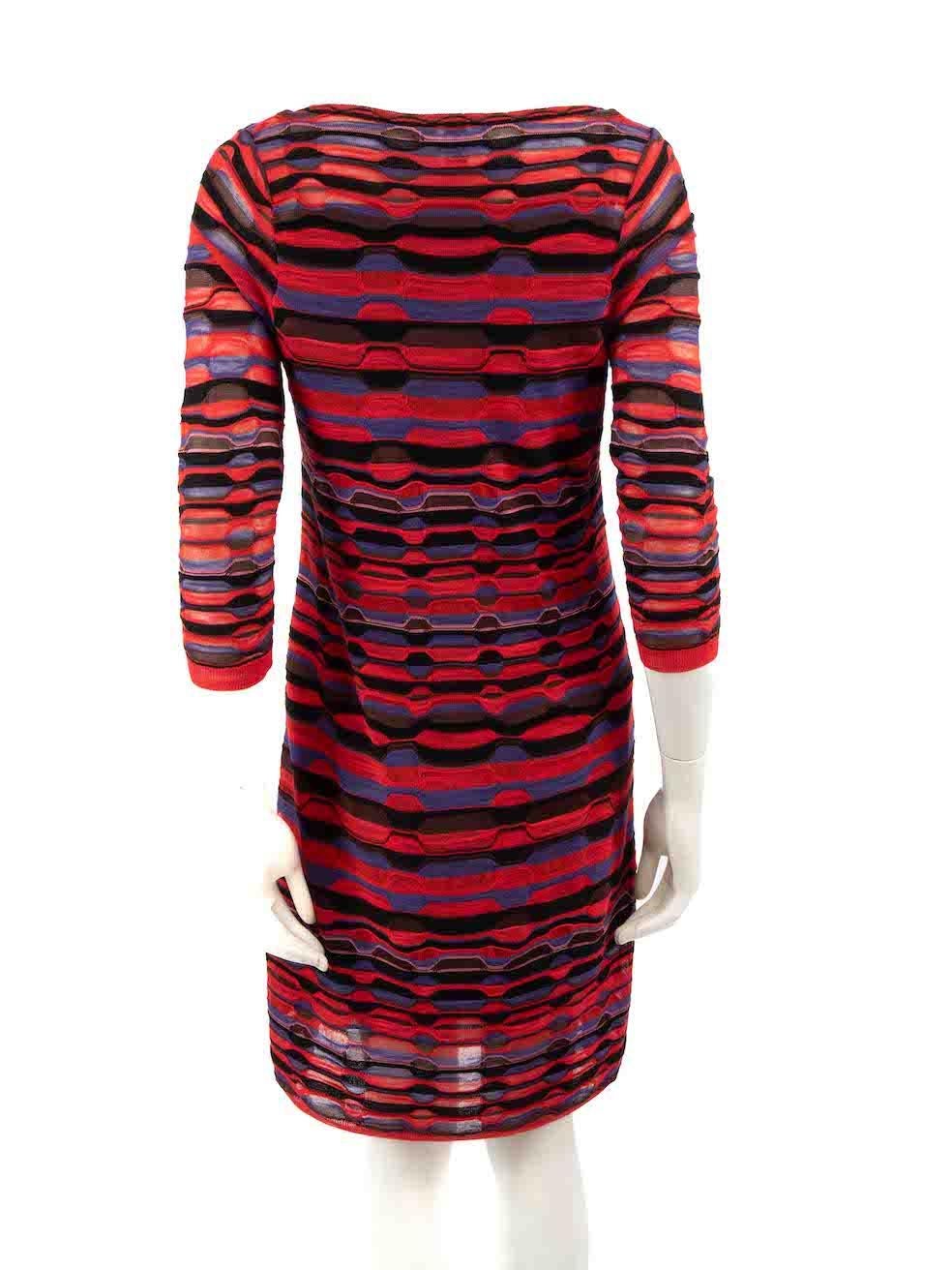 Missoni Striped V-Neck Knitted Midi Dress Size L In Good Condition For Sale In London, GB