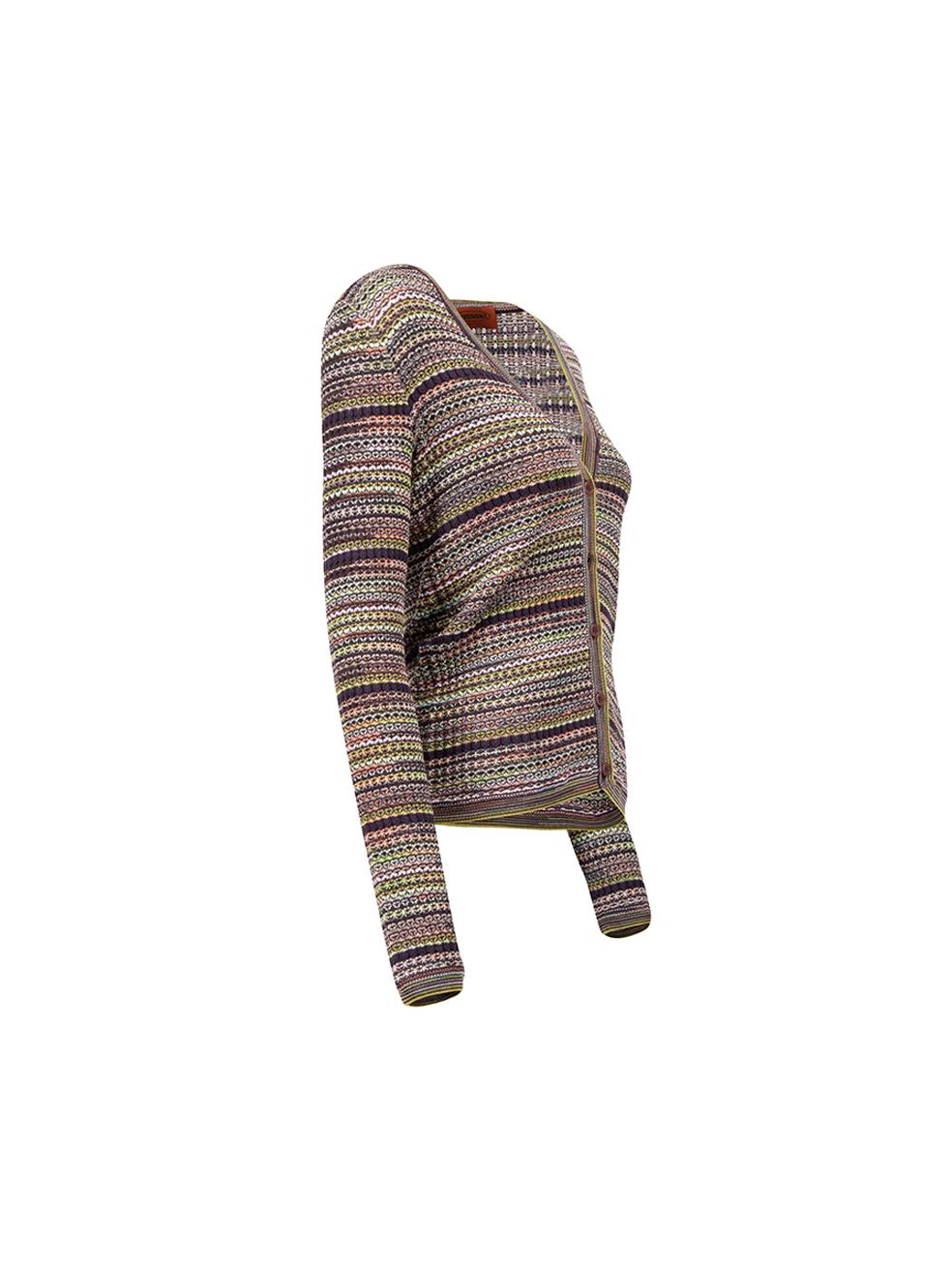 CONDITION is Very good. Hardly any visible wear to cardigan is evident on this used Missoni designer resale item. 



Details


Multicolour

Wool

Knit cardigan

Striped pattern

Button up closure

Long sleeves





Made in Italy



Composition

50%