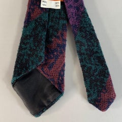 MISSONI Teal Navy Geometric Wool Blend Tie