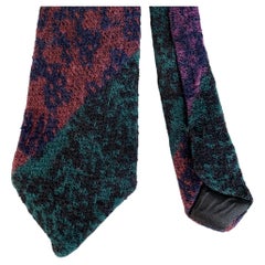 MISSONI Teal Navy Geometric Wool Blend Tie