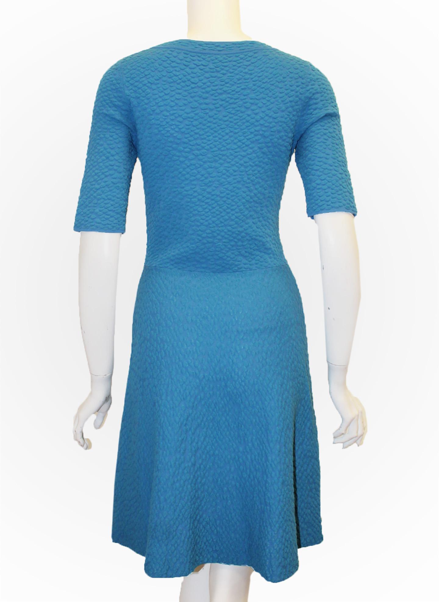 Blue Missoni Textured Turquoise Knit Short Sleeve Dress For Sale