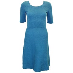 Missoni Textured Turquoise Knit Short Sleeve Dress