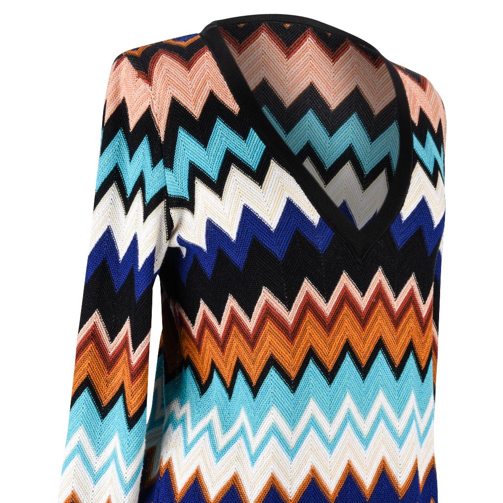 Black Missoni Top V Neck Iconic Zig Zag Print 46 