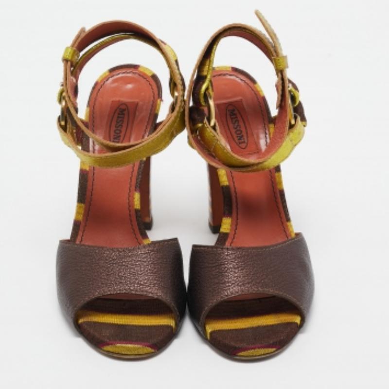 Sandales à lanières en cuir tricolore de Missoni Taille 39 Pour femmes en vente