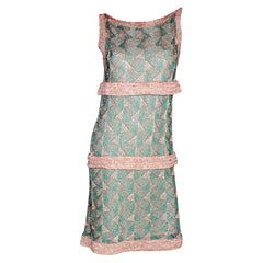 Missoni Turquoise and Gold Metallic Crochet Knit Dress
