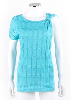 MISSONI - Maglia blu turchese asimmetrica a una manica con scollo a goccia - NWT