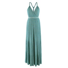 Missoni Turquoise Metallic Knit Sleeveless Maxi Dress - Size XS