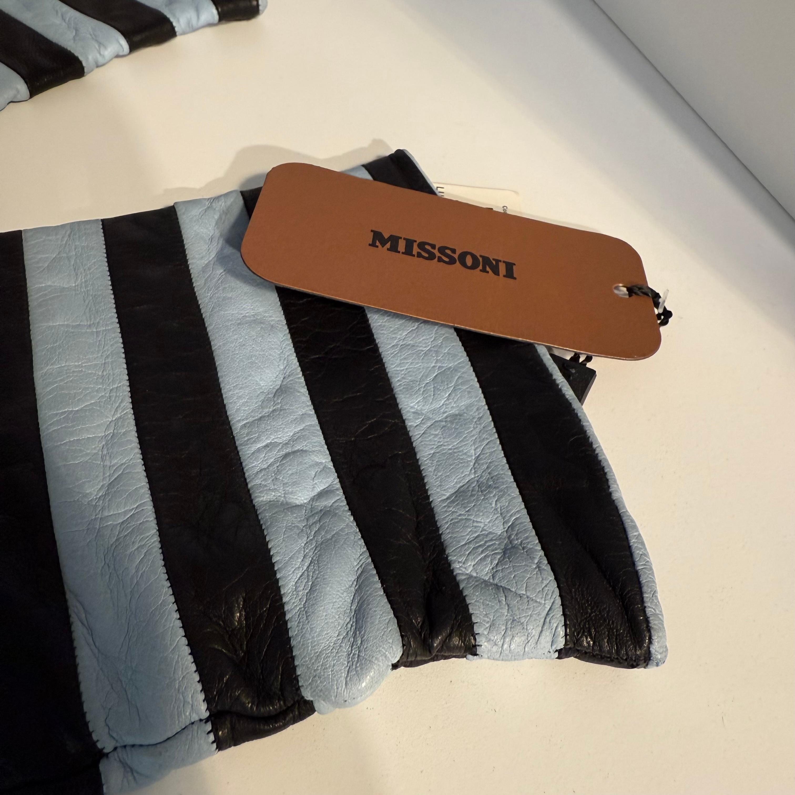 Uomo Guanti Missoni in pelle a righe turchesi taglia M. in vendita