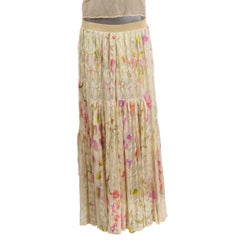 MISSONI vanilla & pink 2015 FLORAL MAXI KNIT Skirt 40 S