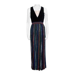 Missoni Velvet Bodice Detail Lurex Knit Sleeveless Maxi Dress S