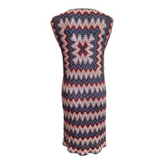 MISSONI Vibrant Multicolor Crochet Knit Midi Dress with V-Neck 40