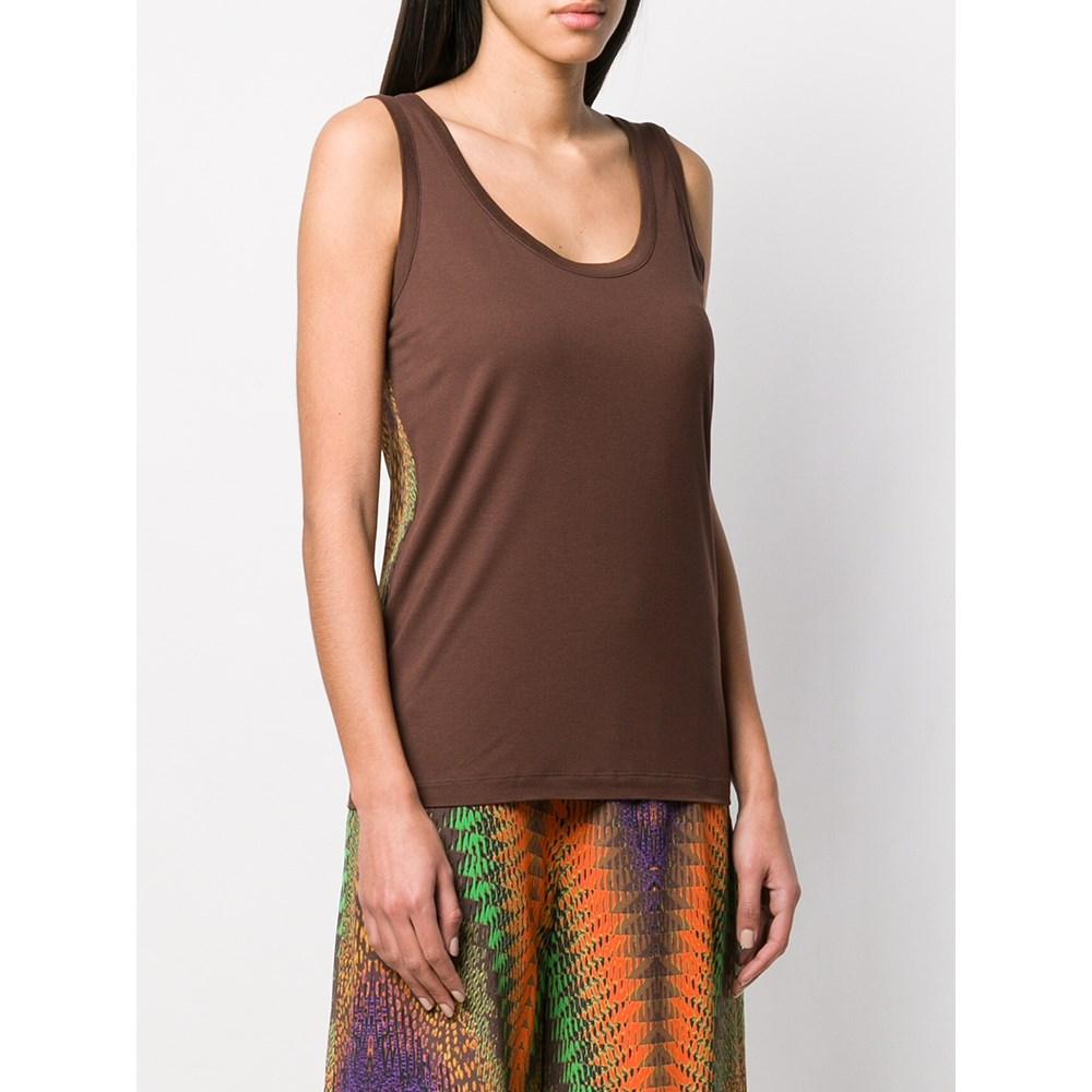 Missoni Vintage brown silk 90s sleeveless top with multicolored back In Excellent Condition For Sale In Lugo (RA), IT