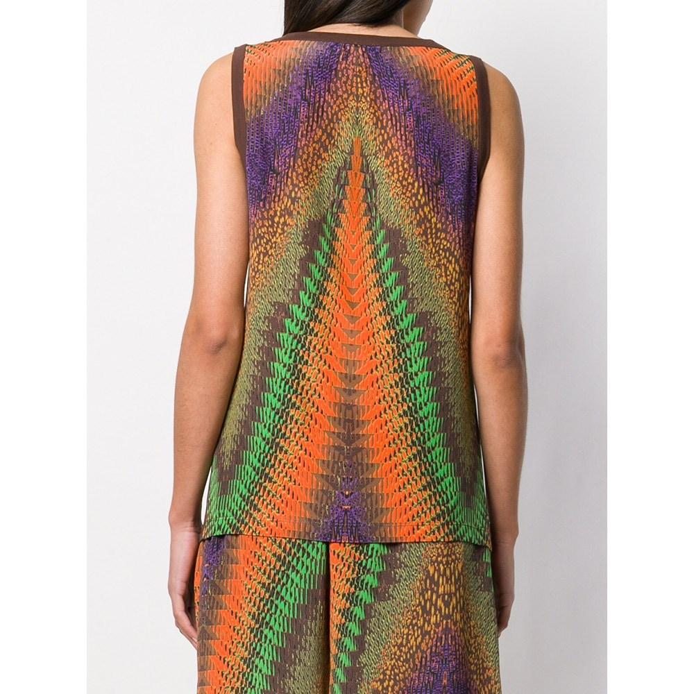 Women's Missoni Vintage brown silk 90s sleeveless top with multicolored back For Sale