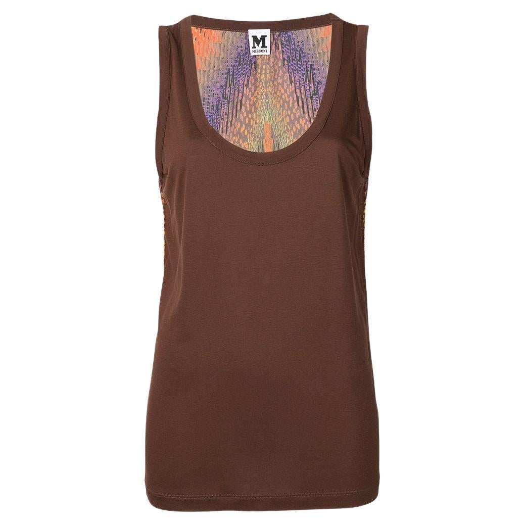 Missoni Vintage brown silk 90s sleeveless top with multicolored back For Sale