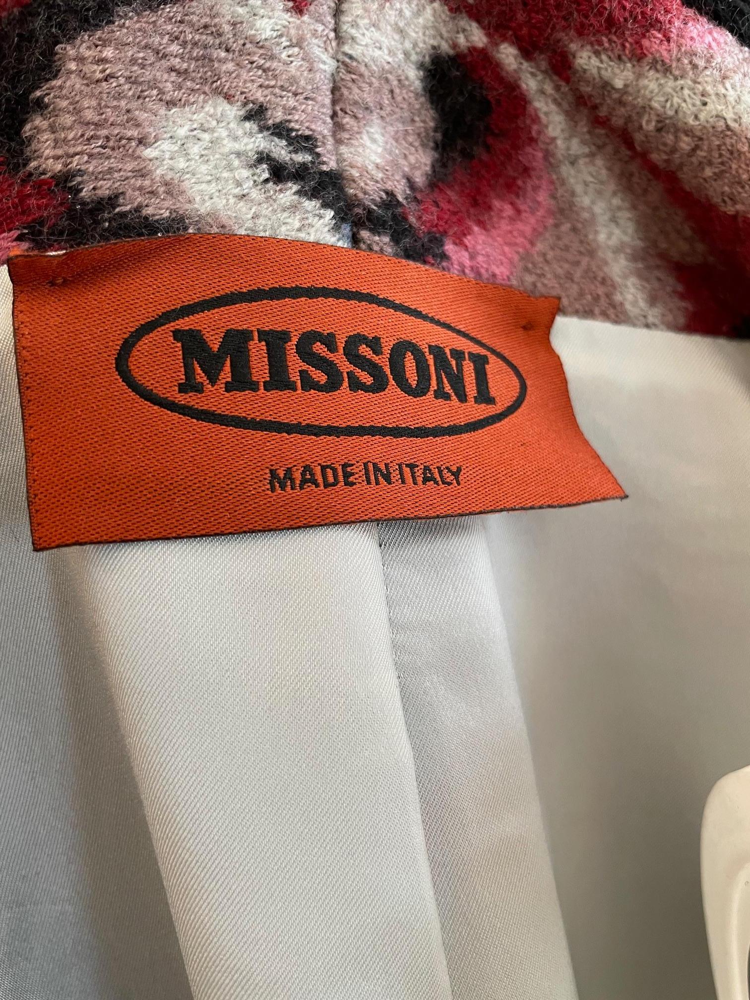 MISSONI Vintage Knitted Long Wool Coat - Multi Coloured - Black Fringe & Belt 8