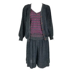Missoni Vintage Metallic Knit 3Pc Culotte Skirt Set 1980s