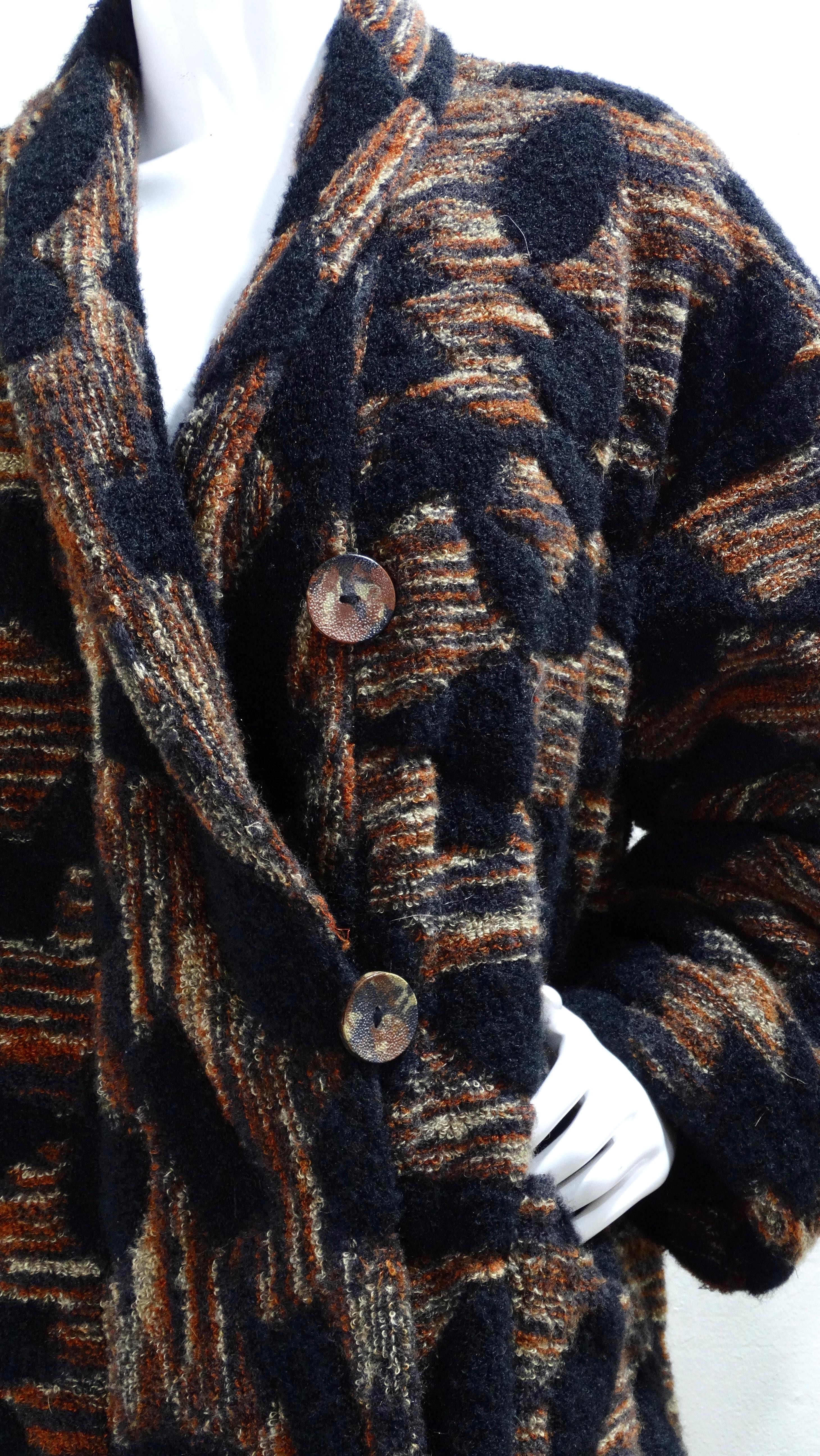 Give it up for the most amazing vintage Missoni coat! From the 1980's, in great condition, this is ready for a new home. This highly textured and ultra-plush coat will get you through the fall and winter like a breeze! To create a highly stylized