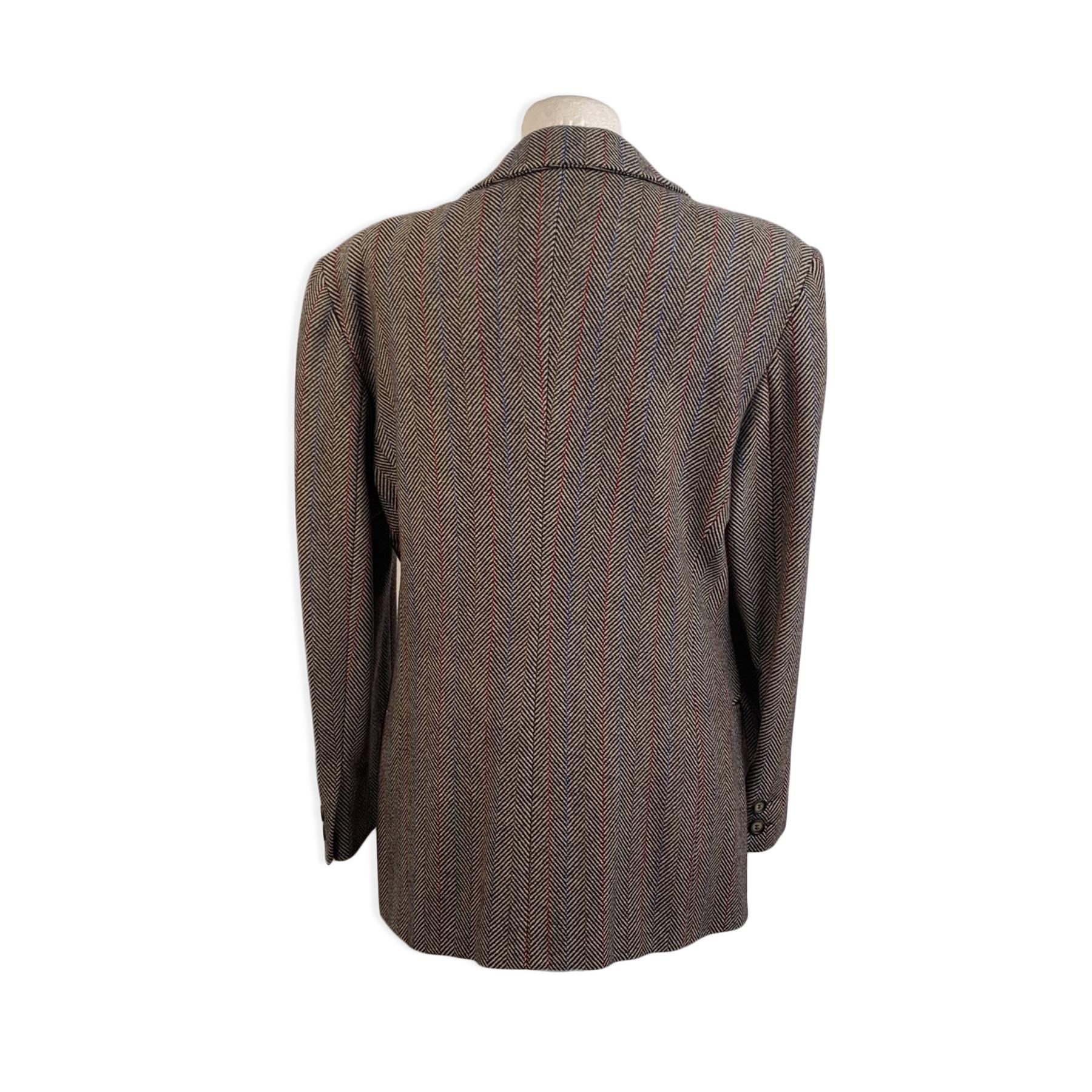 Black Missoni Vintage Pure Wool Fishbone Blazer Jacket Size 42