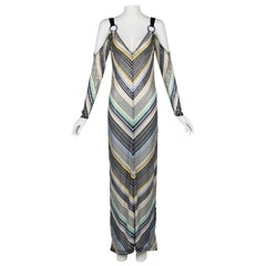 Vintage-Maxikleid mit offenen Schultern und Pailletten Chevron von Missoni